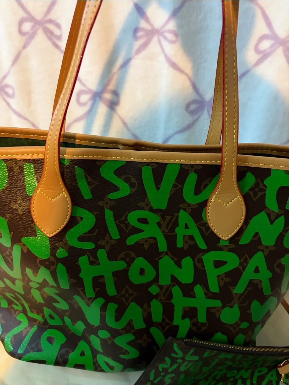 Green Graffiti Canvas Tote Bag